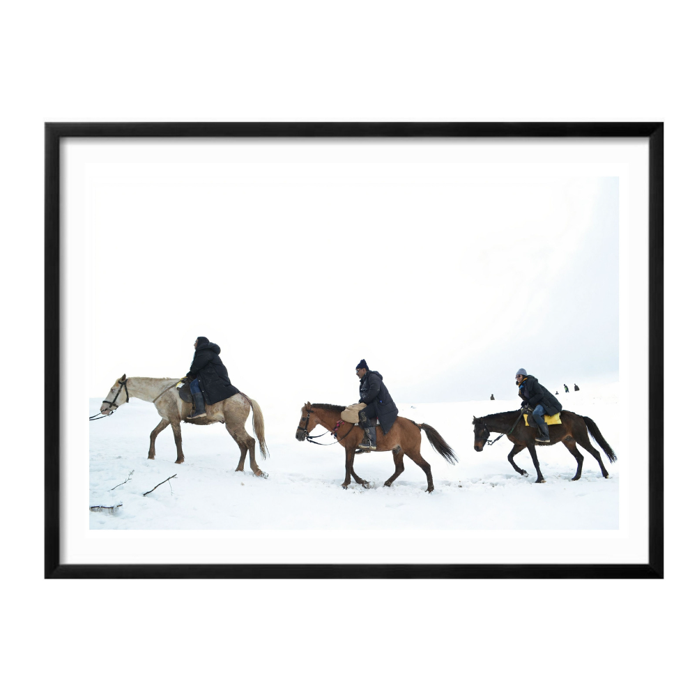 The white beauty Pahalgam Kashmir black framed print by Arts Fiesta