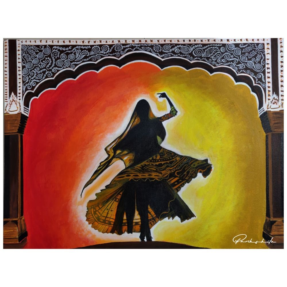 Ghoomar, Traditional rajasthani painting, original acrylic canvas painting online