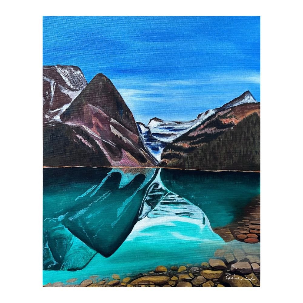 Mountain Mirror Reflection paintings, Discover the beauty of nature-inspired paintings and handmade wall art for your home decor. Explore our collection of original mountain landscape paintings for living room.