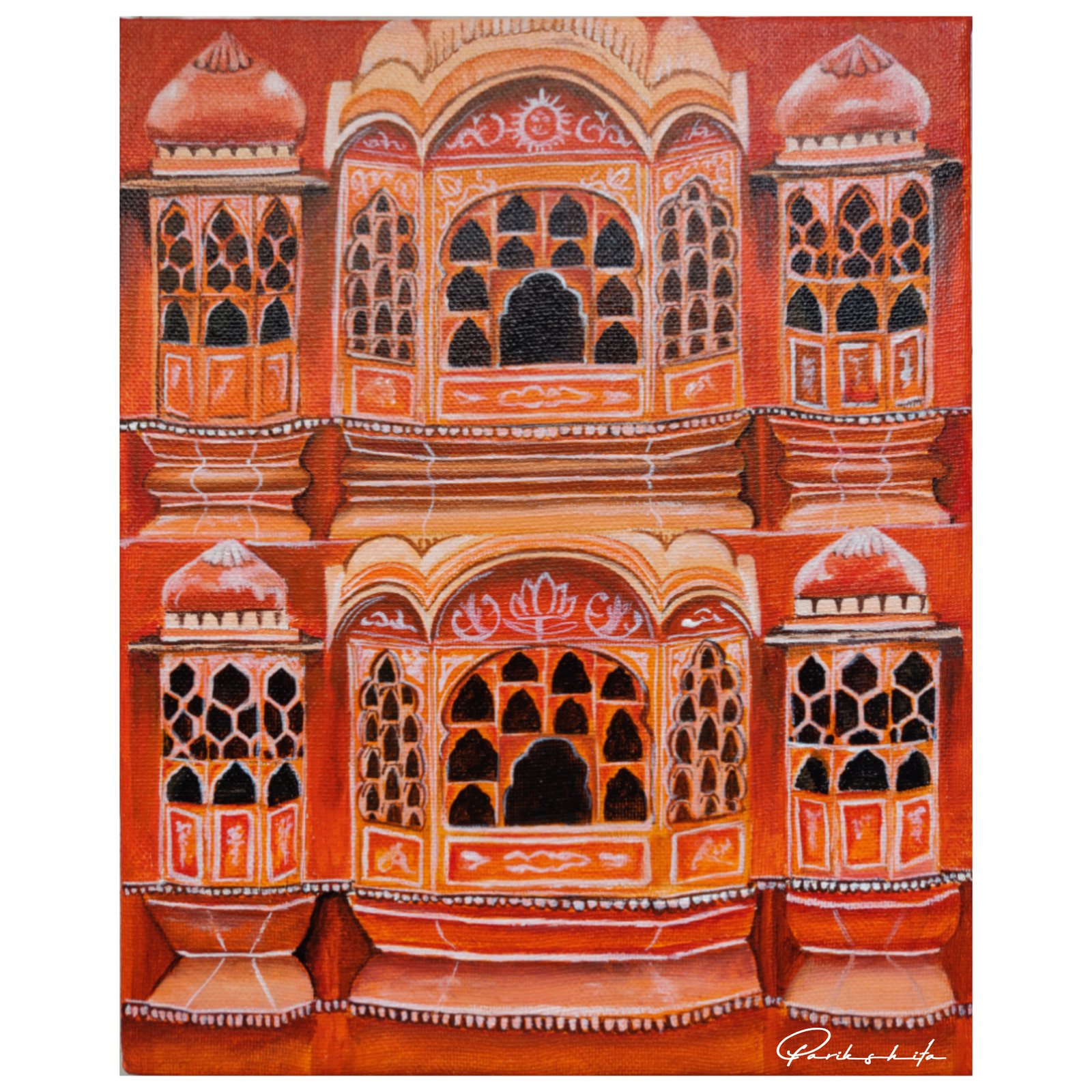 Hawa Mahal Painting, original canvas painting online, monument painting, Indian painting, acrylic canvas painting