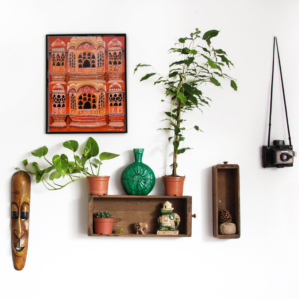 Hawa Mahal painting look on the wall by Arts Fiesta, Buy original canvas painting online, acrylic painting, monument painting Hawa Mahal painting look on the wall by Arts Fiesta, Buy original canvas painting online, acrylic painting, monument painting