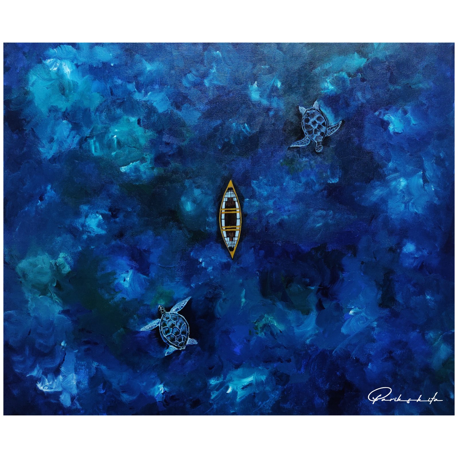 Songs of the Ocean acrylic painting by Parikshita Jain, semi-abstract Painting