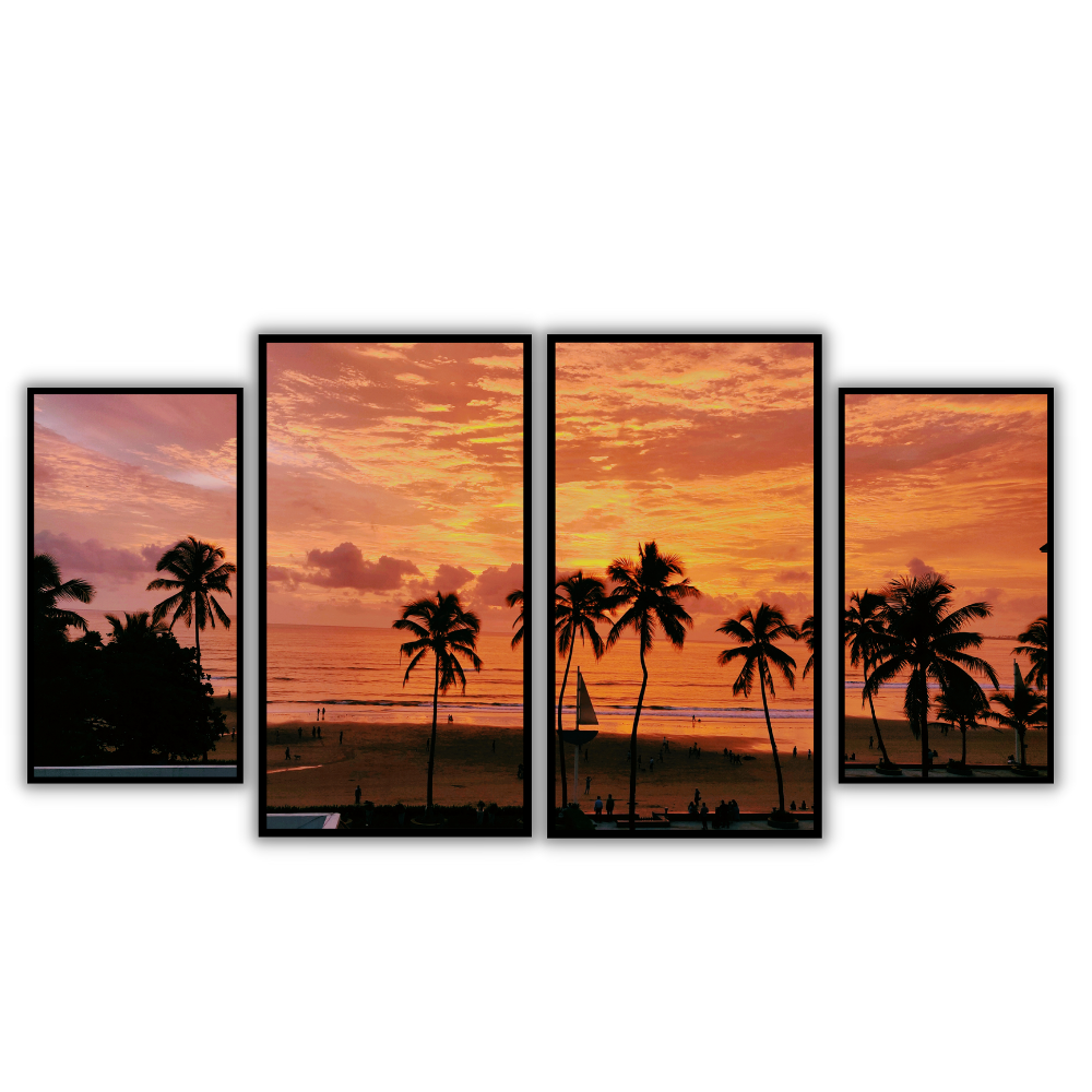 Orange Beach Mumbai Framed print (Set of 4)