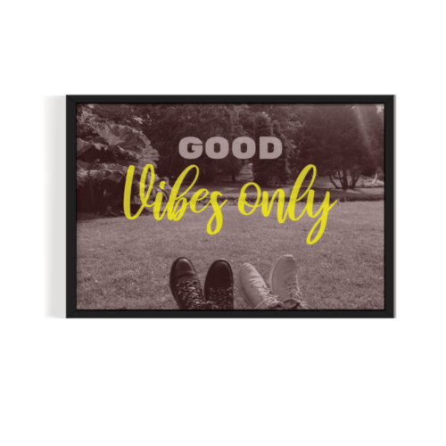 Good Vibes Only Landscape black print by Arts Fiesta
