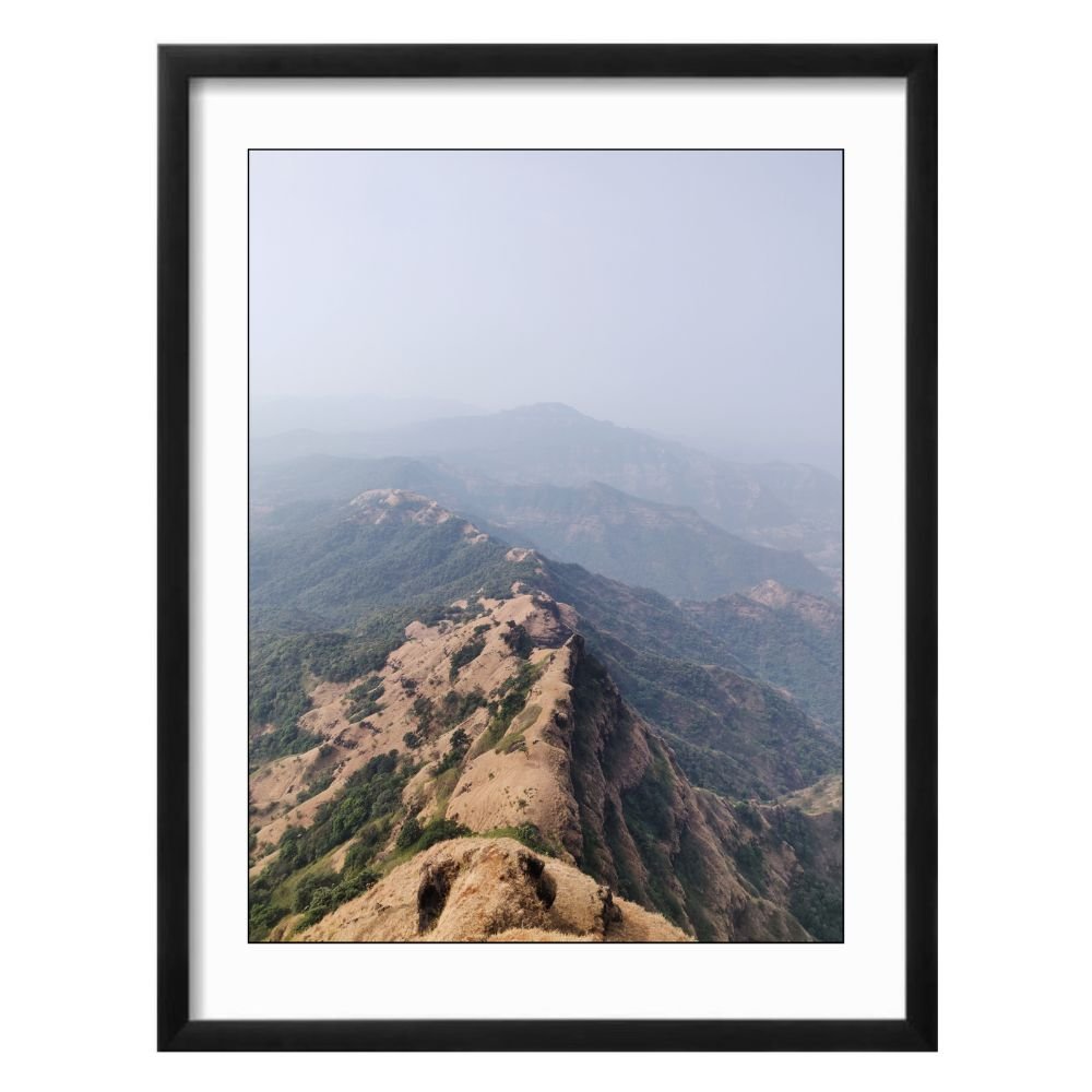 The Hillscape Indian Landscape black framed print by Arts Fiesta