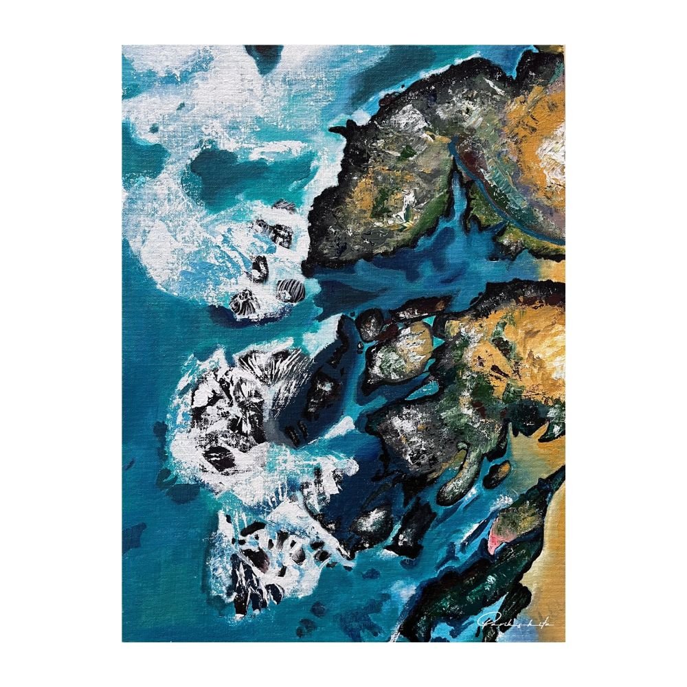 Ocean Rhythm Paintings ,Explore stunning ocean blue cliff nature paintings for your living room decor with beautiful art that brings the outdoors inside.