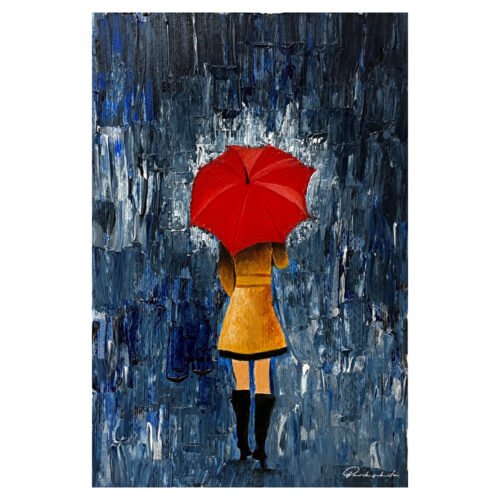 The Red Umbrella original painting by Parikshita Jain