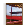 Red Boats Abstract Landscape brown framed print by Arts Fiesta