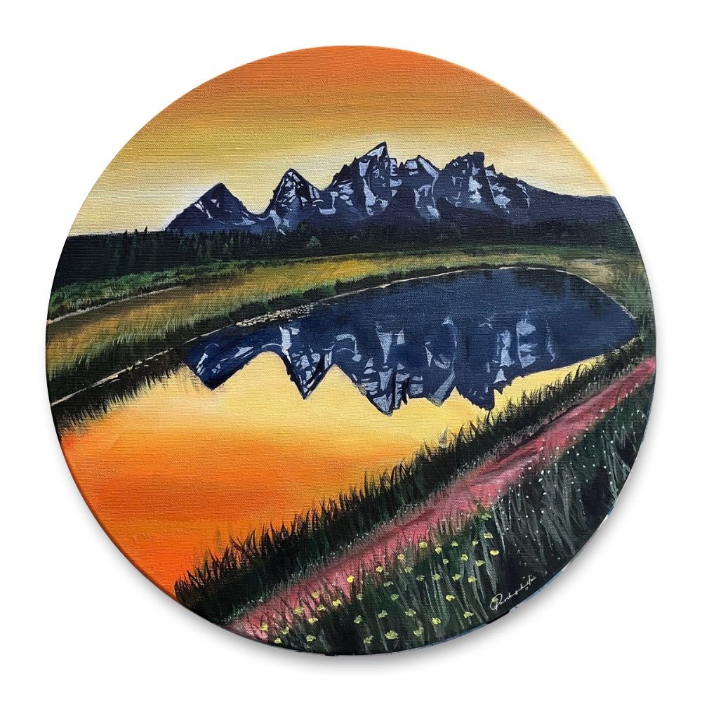 Teton Range original canvas acrylic painting byu Parikshita Jain