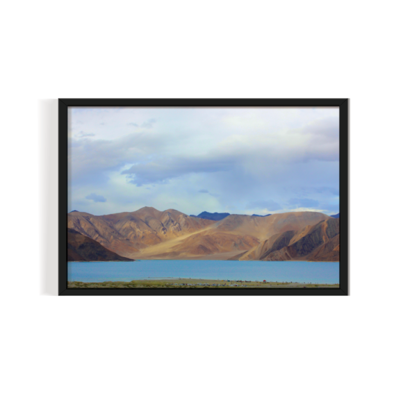 Pangong Lake Leh Ladhak Landscape black framed print by Arts Fiesta