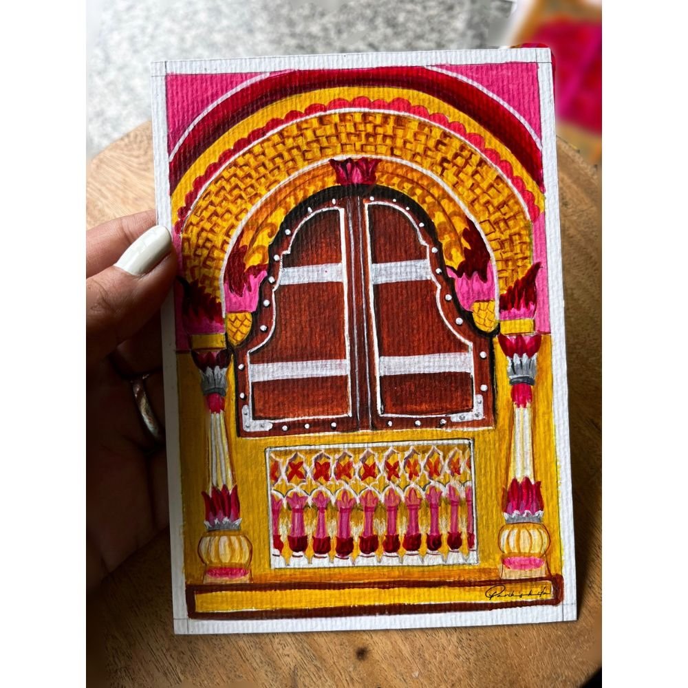 Jharokha 1 acrylic paper painting by Parikshita Jain