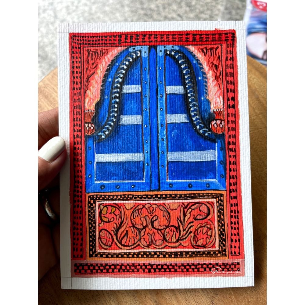 jharokha 3 acrylic paper painting by Parikshita Jain