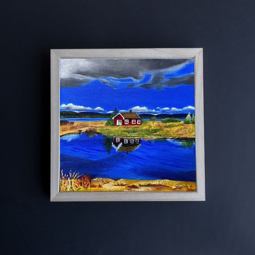 The red house black wall picture