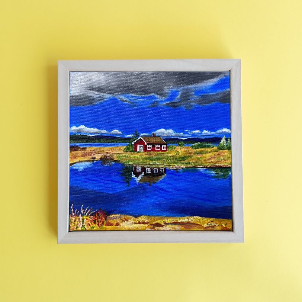 The red house yellow wall picture The red house yellow wall picture