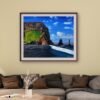 Icelandic sea cliff acrylic canvas painting by Parikshita Jain- interior look 1