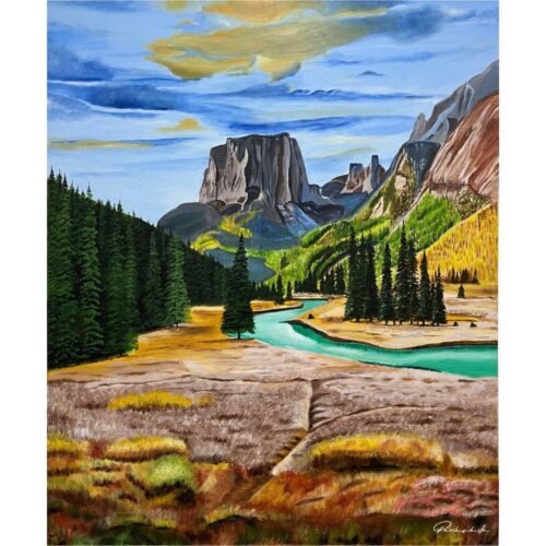 Transform your wall space with lakes, mountains and lush trees paintings with art capturing the essence of Wyoming wilderness. Elevate your wall space with original, handmade paintings.