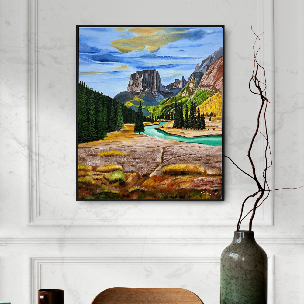 Wyoming wilderness interior decor look 2, orignal canvas painting by Parikshita Jain
