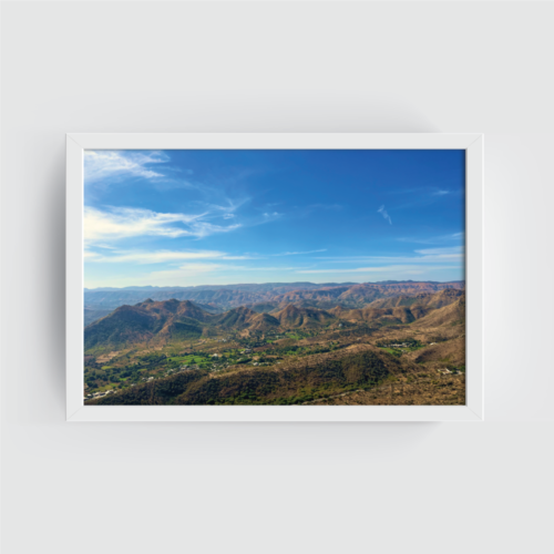 Aravalli Hills Rajasthan Landscape white framed print by Arts Fiesta