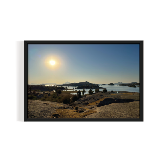 Jawai Dam Rajasthan Landscape black framed print by Arts Fiesta
