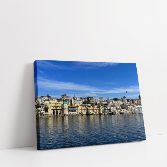 Pichola Lake Udaipur Rajasthan Landscape stretched canvas box print by Arts Fiesta