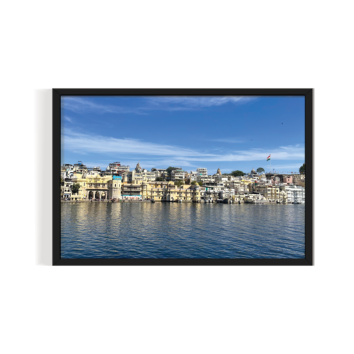 Pichola Lake Udaipur Rajasthan Landscape black framed print by Arts Fiesta