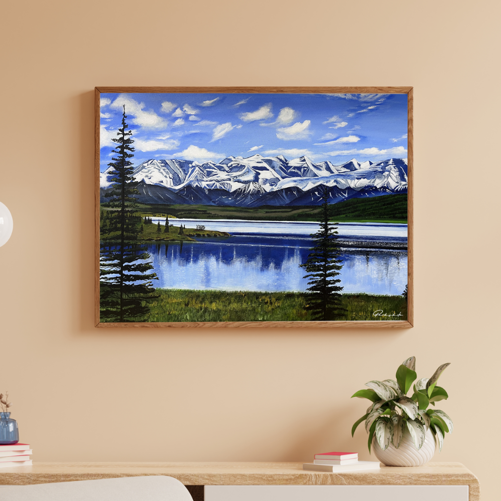 Alaska Wilderness original canvas painting, a landscape painting by inteior decor look 2 by Parikshita Jain
