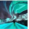 Magic of northern lights, Discover stunning original paintings on canvas Northern Lights Painting, Norway for your living room decor inspired by nature's wonders.
