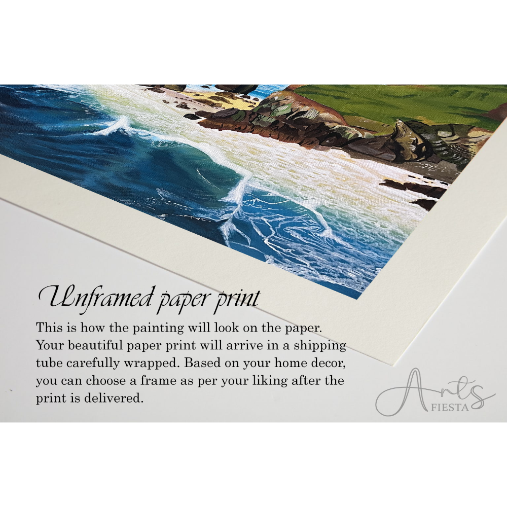Discover the stunning painting captures the serene beauty of the coast near the ocean with Arts Fiesta's Coastal England Prints.Elevate your home decor with awe-inspiring nature and seaside paintings into your space.