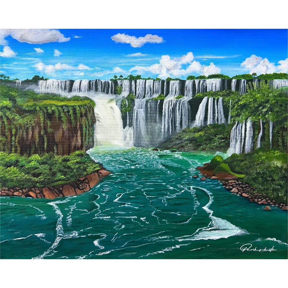 Iguazu Falls acrylic canvas painting by Parikshita Jain