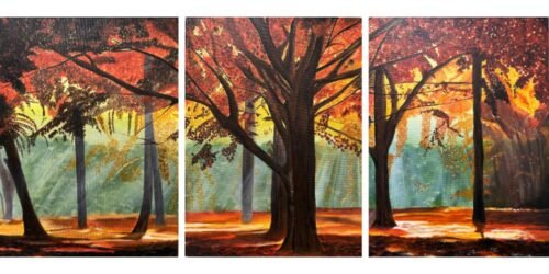 autumn love canvas painting by Parikshita Jain