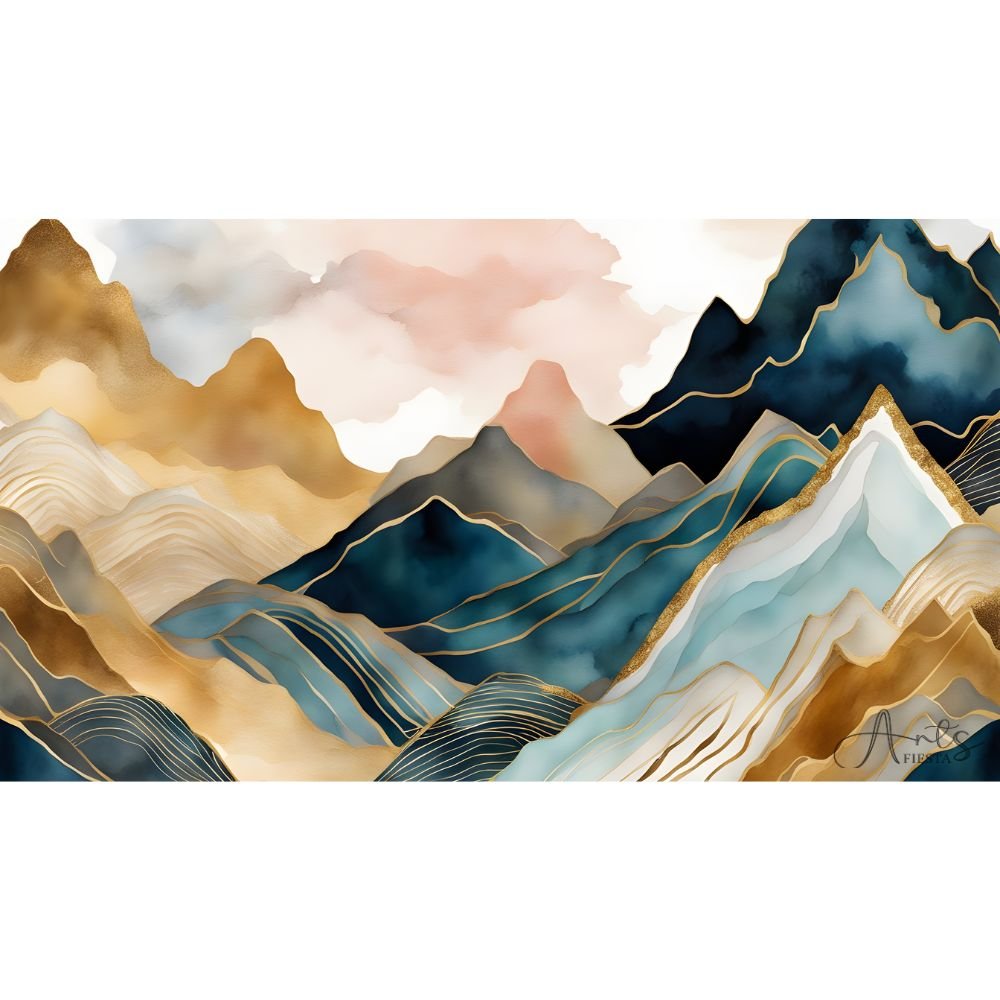 Magical Mountains abstract painting, canvas print - Arts Fiesta