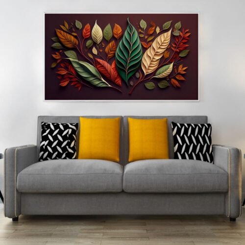 Abstract 3D leaves abstract painting print wall decor - Arts Fiesta