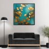 Golden Leaves 1 abstract painting print wall decor- Arts Fiesta