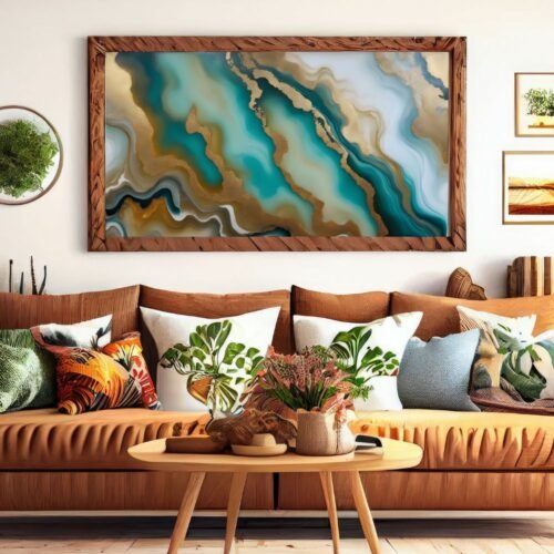 Water and Sand Waves abstract painting print wall decor- Arts Fiesta
