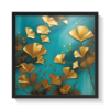 Golden Leaves 1, abstract canvas painting, black framed painting for wall decor - arts fiesta online art gallery