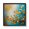 Golden Leaves 2, abstract canvas painting, black framed painting for wall decor - arts fiesta online art gallery