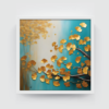 Golden Leaves 2, abstract canvas painting, white framed painting for wall decor - arts fiesta online art gallery