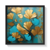 Golden Leaves 3, abstract canvas painting, black framed painting for wall decor - arts fiesta online art gallery