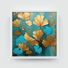 Golden Leaves 3, abstract canvas painting, white framed painting for wall decor - arts fiesta online art gallery