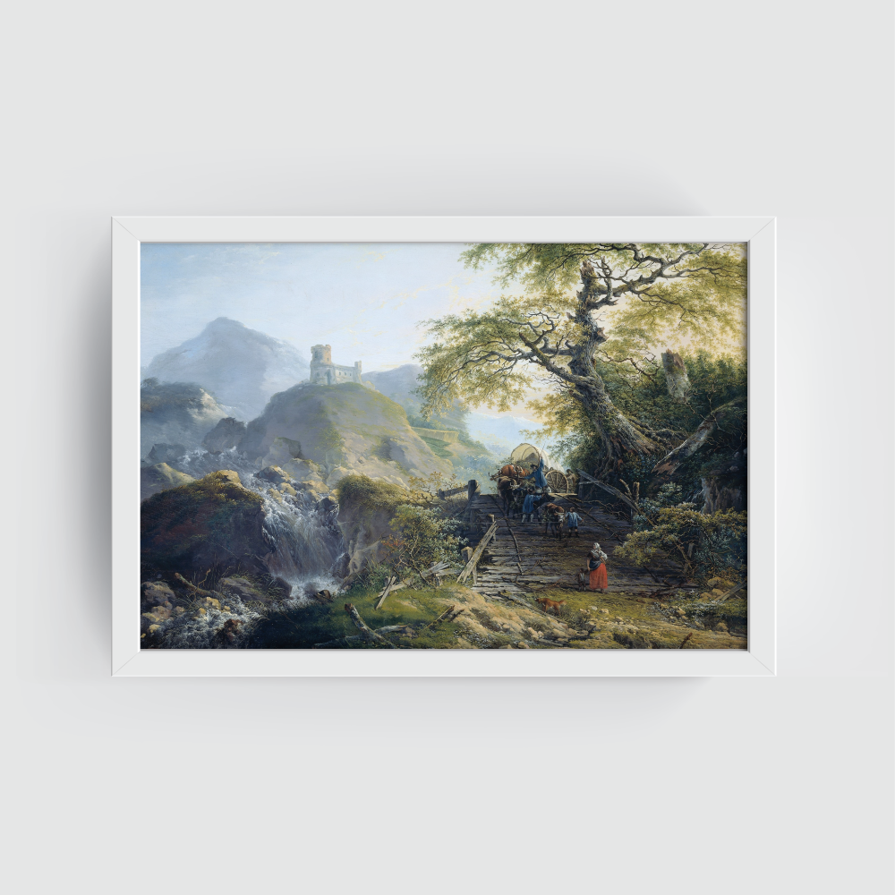 Historic Landscape, Vintage Landscape, white framed print, for wall decor - Arts Fiesta Online Art Gallery