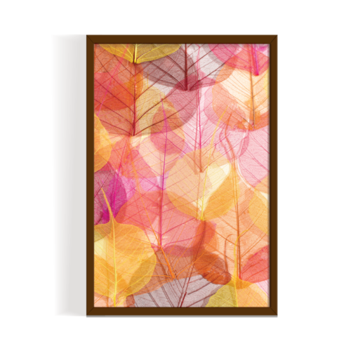 Leaft texture modern abstract painting brown framed print, for wall decor - Arts Fiesta Online Art Gallery