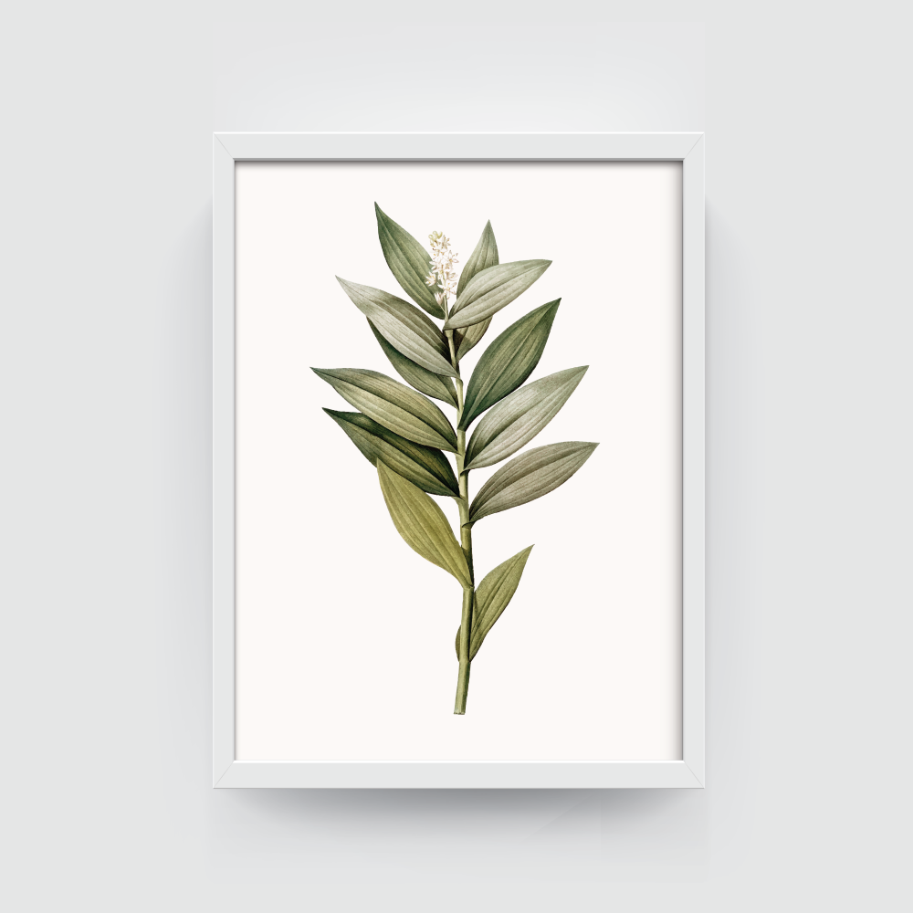 Leaves Sketch 2, Boho art, abstract painting white framed print, for wall decor - Arts Fiesta Online Art Gallery