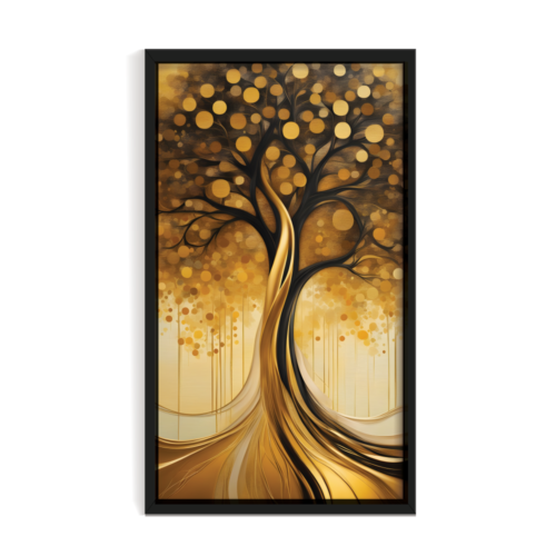 Tree of Life 1, abstract canvas painting, black framed painting for wall decor - arts fiesta online art gallery
