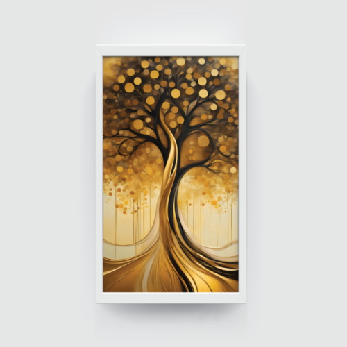 Tree of Life 1, abstract canvas painting, white framed painting for wall decor - arts fiesta online art gallery