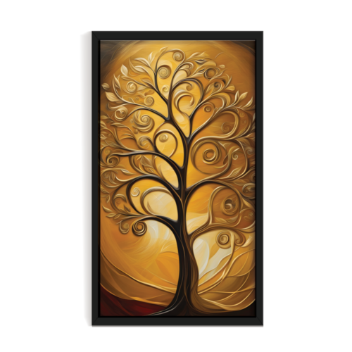 Tree of Life 3, abstract canvas painting, black framed painting for wall decor - arts fiesta online art gallery