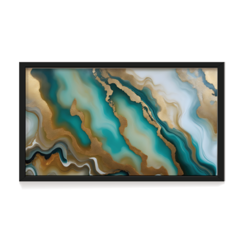 Water and Sand Waves, abstract canvas painting, black framed painting for wall decor - arts fiesta online art gallery