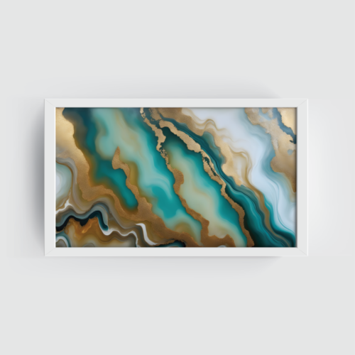 Water and Sand Waves, abstract canvas painting, white framed painting for wall decor - arts fiesta online art gallery