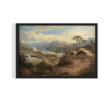 Country Landscape, Vintage Landscape, black framed print, for wall decor - Arts Fiesta Online Art Gallery