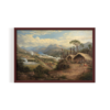 Country Landscape, Vintage Landscape, brown framed print, for wall decor - Arts Fiesta Online Art Gallery