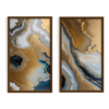 Coastal Vibe modern abstract design, abstract painting brown framed print, for wall decor - Arts Fiesta Online Art Gallery